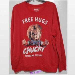 New Hybrid Apparel Sweatshirt Womens Medium Chucky Red Graphic Print Top NWT